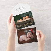 Elegantes festes Gold Frohe Weihnachts-Script-Foto All In One Einladung (Abreißen)