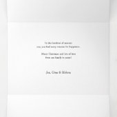 Elegantes festes Gold Frohe Weihnachts-Script-Foto Dreifach Gefaltete Urlaubskarte (Innenseite Mitte)