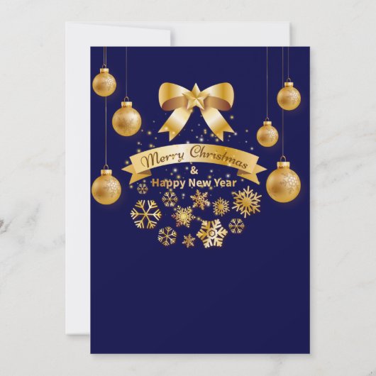 Elegantes festes Golden Bow Blauer Weihnachtsfest Einladung (Rückseite)