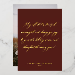 Elegantes festes Rotes Foto Folien Feiertagskarte