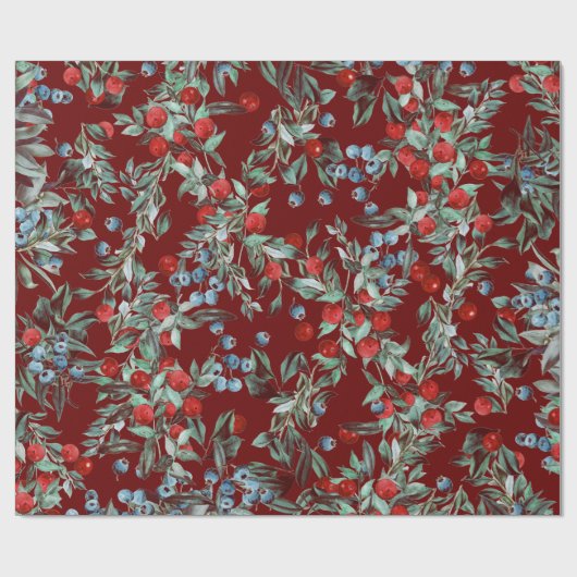 Elegantes festes Wasserfarben Rotes Blau Berries Geschenkpapier (Flach)