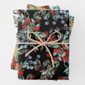 Elegantes festes Wasserfarben Rotes Blau Berries Geschenkpapier Set (Beispiel)