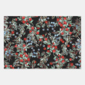 Elegantes festes Wasserfarben Rotes Blau Berries Geschenkpapier Set (Vorderseite)