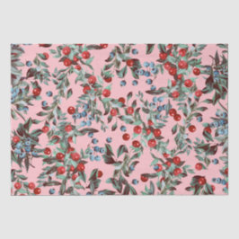 Elegantes festes Wasserfarben Rotes Blau Berries R Seidenpapier