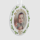 Elegantes festliches Baby's First Christmas Foto Ornament (Vorderseite)