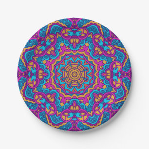Elegantes festliches Boho-Buntes nahtloses Muster Pappteller