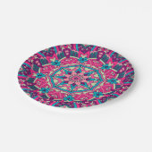 Elegantes festliches Boho Farbenvolles nahtloses M Pappteller (Schrägansicht)