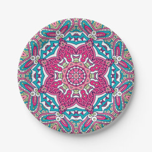 Elegantes festliches Boho Farbenvolles nahtloses M Pappteller