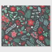 Elegantes festliches botanisches Weihnachtsmuster Geschenkpapier (Flach)