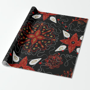 Elegantes, festliches Gefühl symmetrisches Blumenm Geschenkpapier