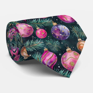 Elegantes festliches rosa Weihnachtsbaum-Muster Krawatte