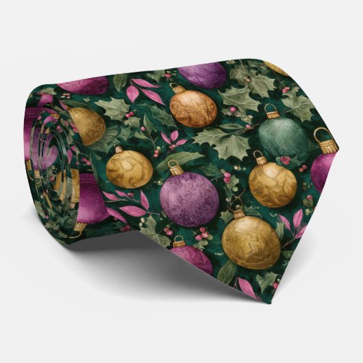Elegantes festliches Weihnachtskugel-Muster Krawatte (Gerollt)