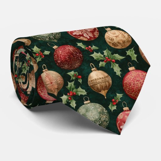 Elegantes festliches Weihnachtskugel-Muster Krawatte (Gerollt)