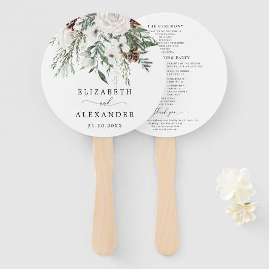 Elegantes festliches Winter-Hochzeitsprogramm Fächer (Vorne und Hinten)