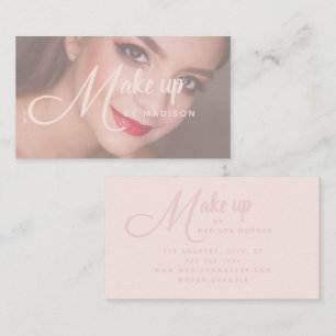 Elegantes, fettes Schrift-Blush-Pink-Photo-Make-up Visitenkarte