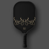 Elegantes Feuerschwarz-Gold-Flammenspiel Pickleball Schläger