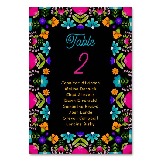 Elegantes Fiesta Tischnummer (Vorderseite)