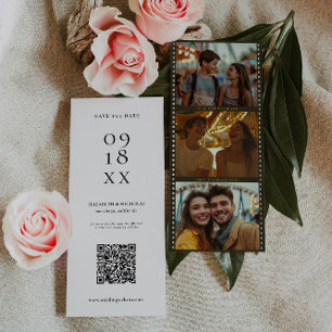 Elegantes Filmstreifen-Fotoautomaten   QR-Code  Save The Date