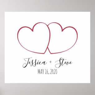 Elegantes Fingerabdruck Herzspass Hochzeitsguestbo Poster