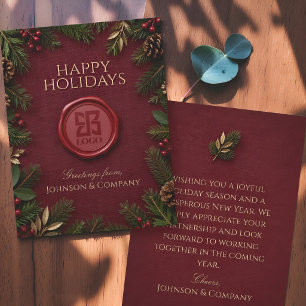 Elegantes Firmen-Weihnachts-Logo-Wachssiegel Mitteilungskarte