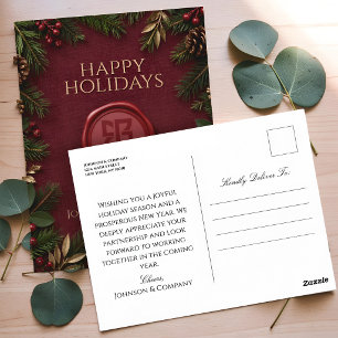 Elegantes Firmen-Weihnachts-Logo-Wachssiegel Postkarte