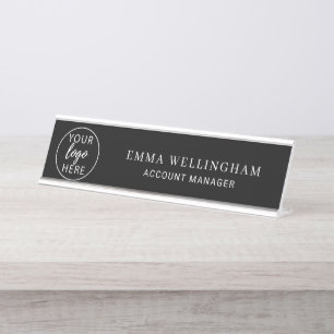 Elegantes Firmenlogo Büro Name Rolle Vorlage Schreibtischnamensplakette