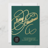 Elegantes Firmenlogo für Goldskripte Feiertagskarte (Vorderseite)