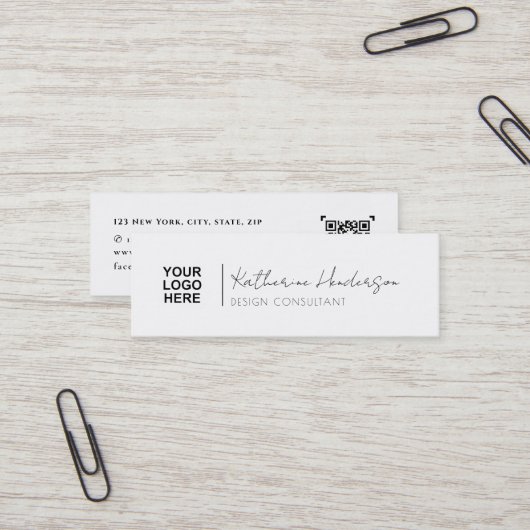 Elegantes Firmenlogo und QR-Code Beruflich Mini Visitenkarte (Vorderseite/Rückseite Beispiel)