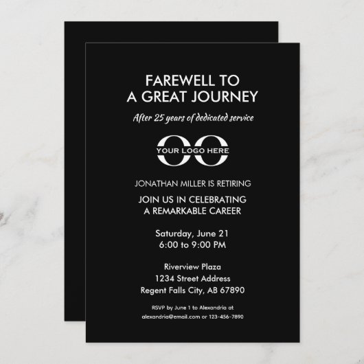 Elegantes Firmenruhestand Einladung (Vorne/Hinten)