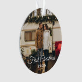 Elegantes First Christmas Foto Keepake Ornament (Vorderseite)