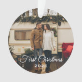 Elegantes First Christmas Foto Keepake Ornament (Vorderseite)