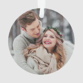 Elegantes First Christmas Greenerity Wedding Foto Ornament (Rückseite)