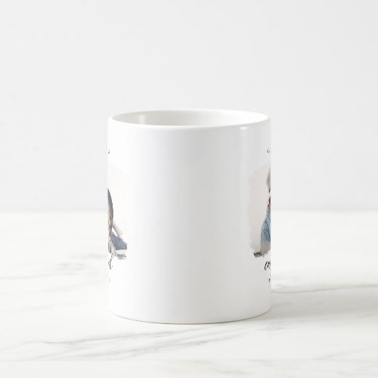 Elegantes First Christmas Verlobtes Foto Minimal Kaffeetasse (Mittel)