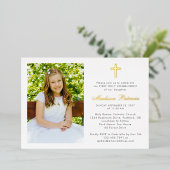 Elegantes First Communion Foto Real Gold Folieneinladung (Stehend vorne)