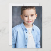 Elegantes First Holy Communion Blue Silver Foto Einladung (Rückseite)