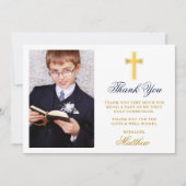 Elegantes First Holy Communion Foto Gold Dankeskarte (Vorderseite)