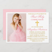 Elegantes First Holy Communion Foto Pink Gold