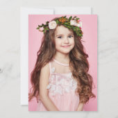 Elegantes First Holy Communion Foto Pink Gold Einladung (Rückseite)