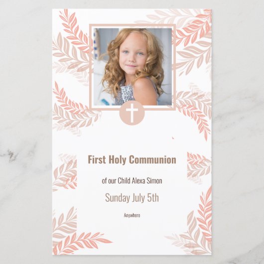 Elegantes First Holy Communion Menü (Vorderseite)