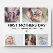 Elegantes First Mother's Day Foto Collage Keepake Fotoplatte (Vorderseite)