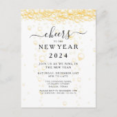Elegantes Fizz Silvester-Party Einladungspostkarte (Vorderseite)