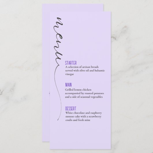 ELEGANTES FLÄCHENmenü Menükarte (Vorne/Hinten)