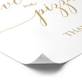Elegantes Flachgoldkalligraphie-Liebe und Pizzasig Poster (Ecke)