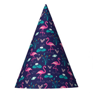 Elegantes Flamingos- und Lilypads-Muster auf der M Partyhütchen