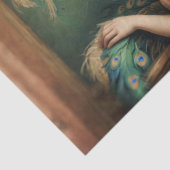 Elegantes Flapper Girl with Peacock Feathers Decou Seidenpapier (Detail)