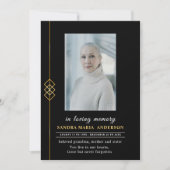 Elegantes flat Black Foto Memorial Program Dankeskarte (Vorderseite)