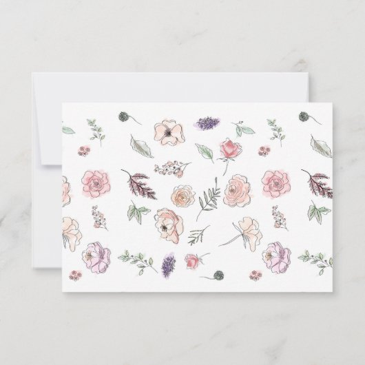 Elegantes Flat Moderne botanische Grüne Hochzeit Einladung (Rückseite)