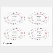 Elegantes Flat Moderne botanische Grüne Hochzeit Ovaler Aufkleber (Blatt)