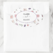 Elegantes Flat Moderne botanische Grüne Hochzeit Ovaler Aufkleber (Tasche)