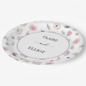 Elegantes Flat Moderne botanische Grüne Hochzeit Pappteller (Schrägansicht)